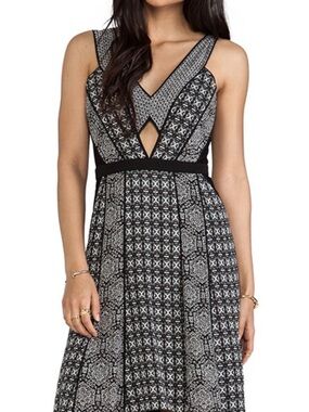BCBGMaxAzria Black and White High-Low Printed Maxi Dress
